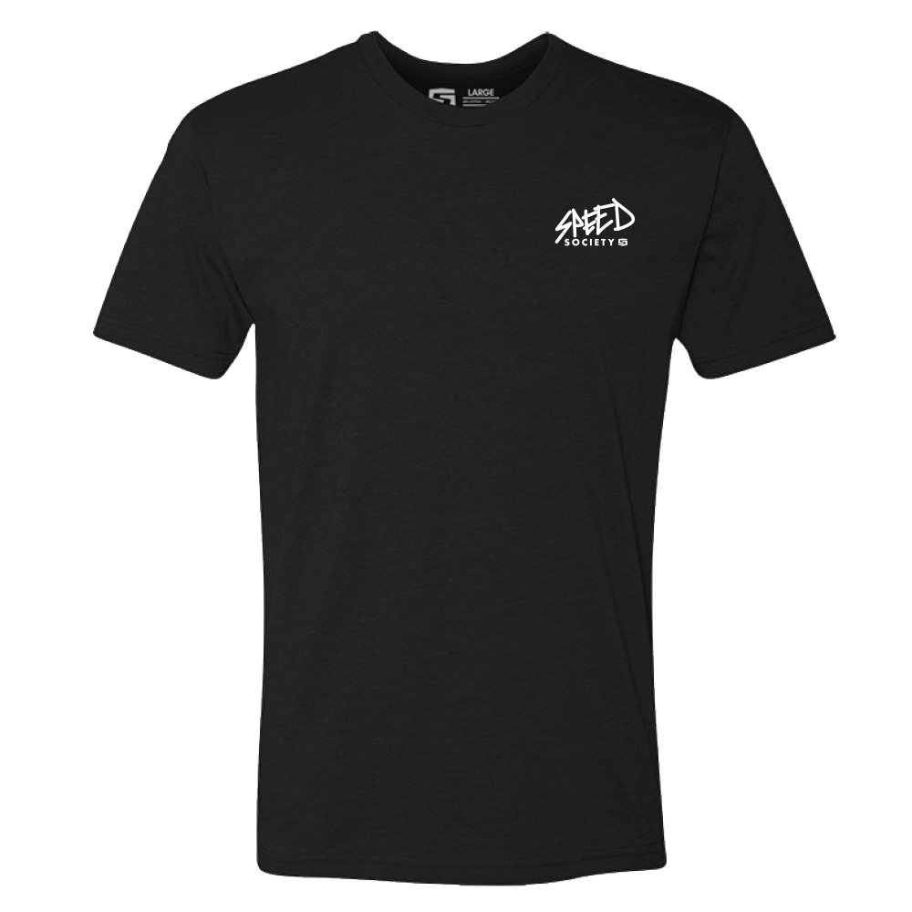 Front of the black Speed Society Paint T-Shirt with chest print