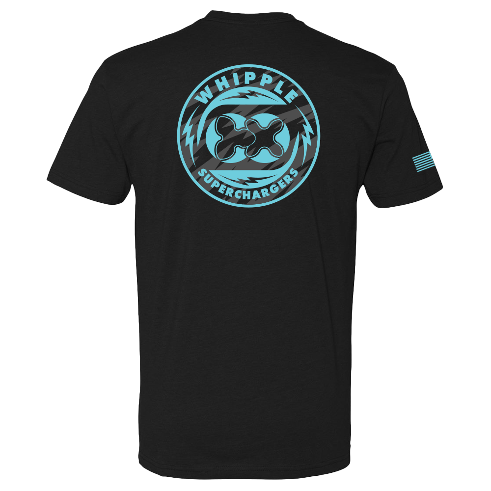 Back of the black Whipple WSC T-Shirt with splatter graphic