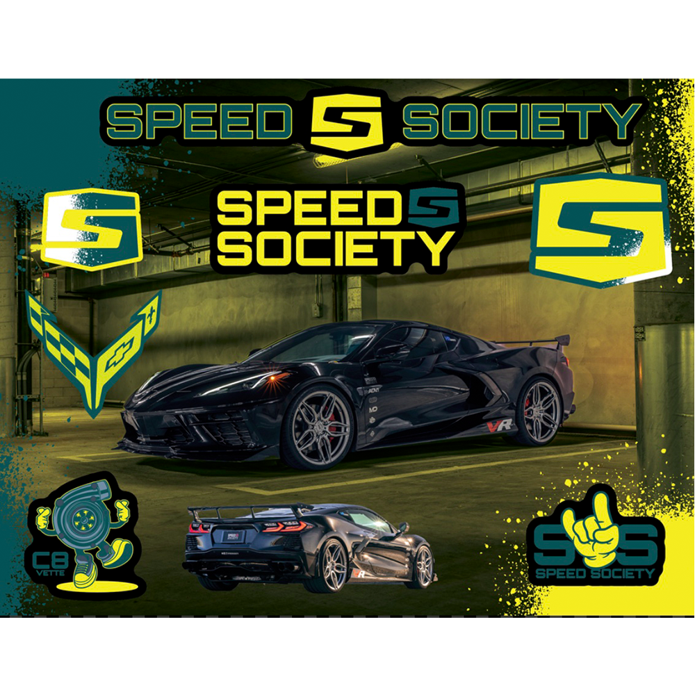 “Boosted” Twin Turbo Corvette Sticker Sheet – Speed Society