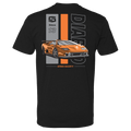 Back of the black Speed Society Diablo T-Shirt with orange supercar illustration