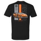 Back of the black Speed Society Diablo T-Shirt with orange supercar illustration