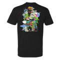 Back of the black Speed Society Driver T-Shirt with street-art racing graphic