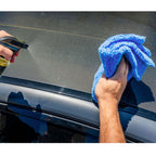 Speed Society microfiber towel in use on a car