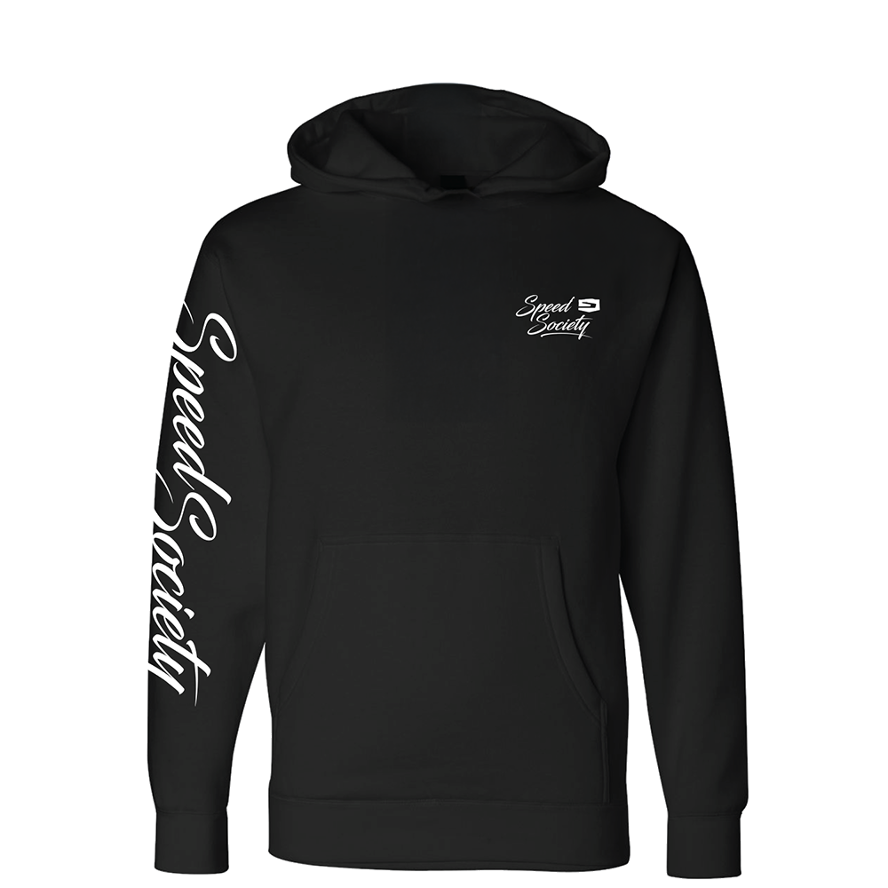 Front of the black Speed Society Pack Leader pullover hoodie