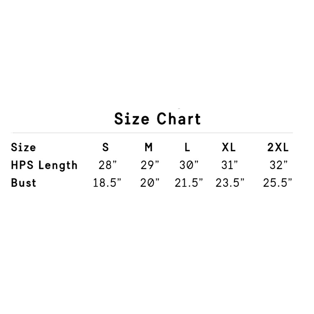 VP Racing long sleeve size chart