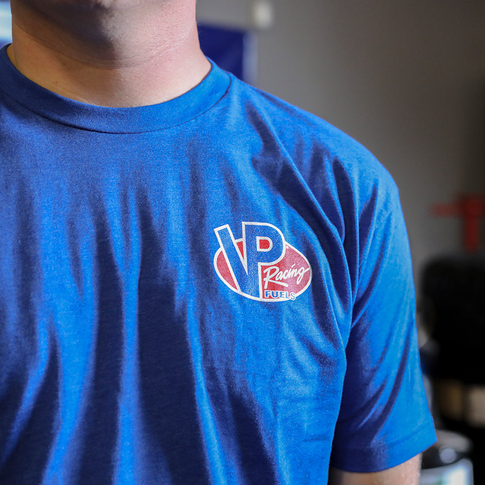 Blue VP Racing Fuels logo tee, front