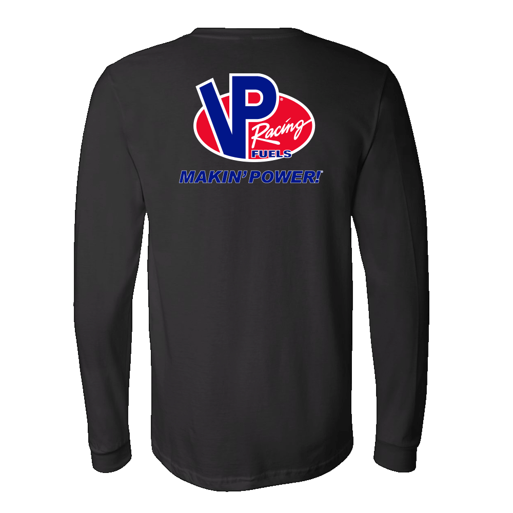 Back of the black VP Racing Makin Power long sleeve with full logo