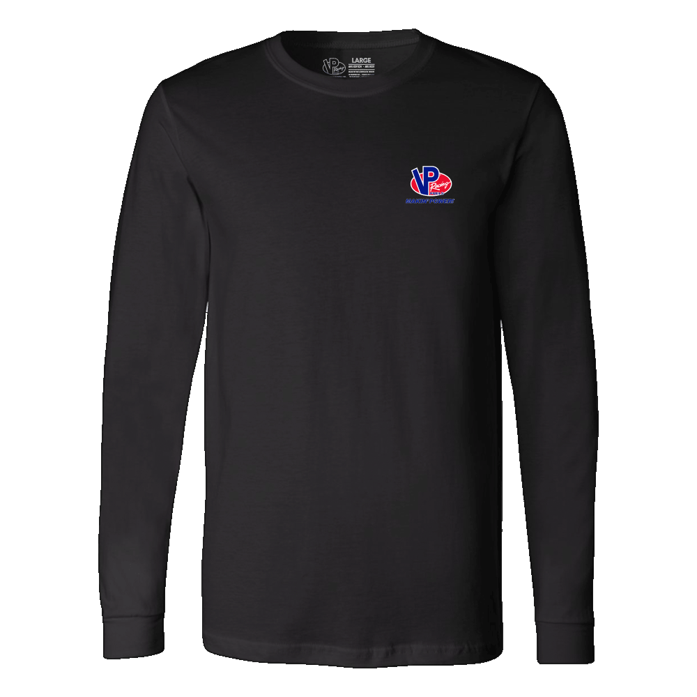 Front of the black VP Racing Makin Power long sleeve with chest logo