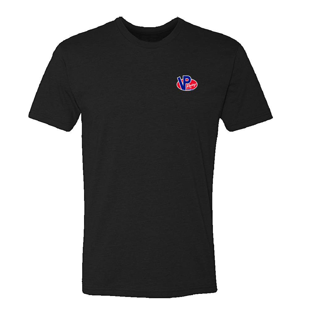 Front of the black VP Racing Fuels logo tee
