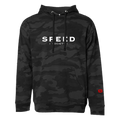 Front of the Speed Society Avenue black camo pullover hoodie