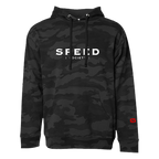 Front of the Speed Society Avenue black camo pullover hoodie