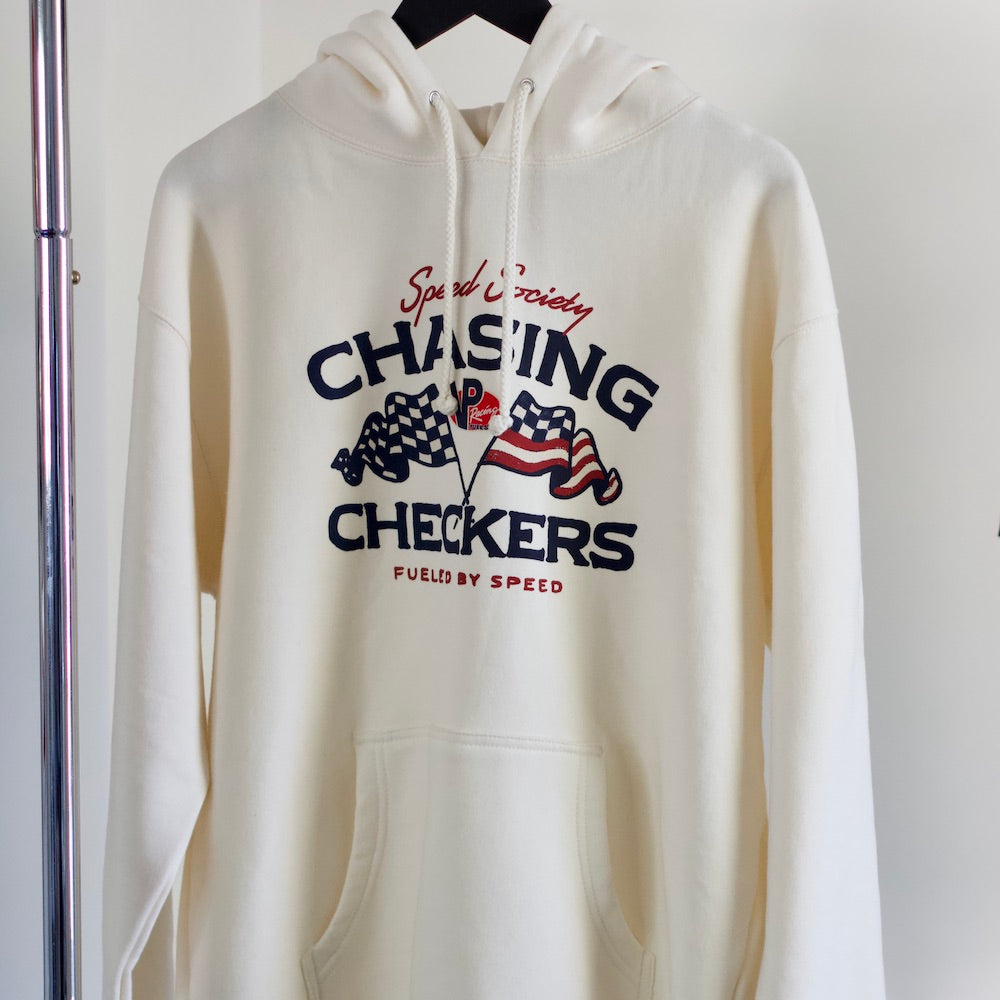 VP Racing Chasing Checkers bone hoodie, lifestyle photo