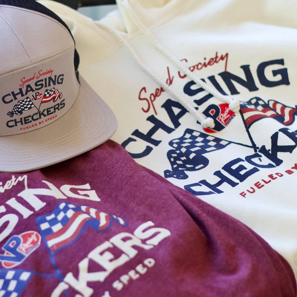 VP Racing Chasing Checkers bone hoodie, lifestyle photo