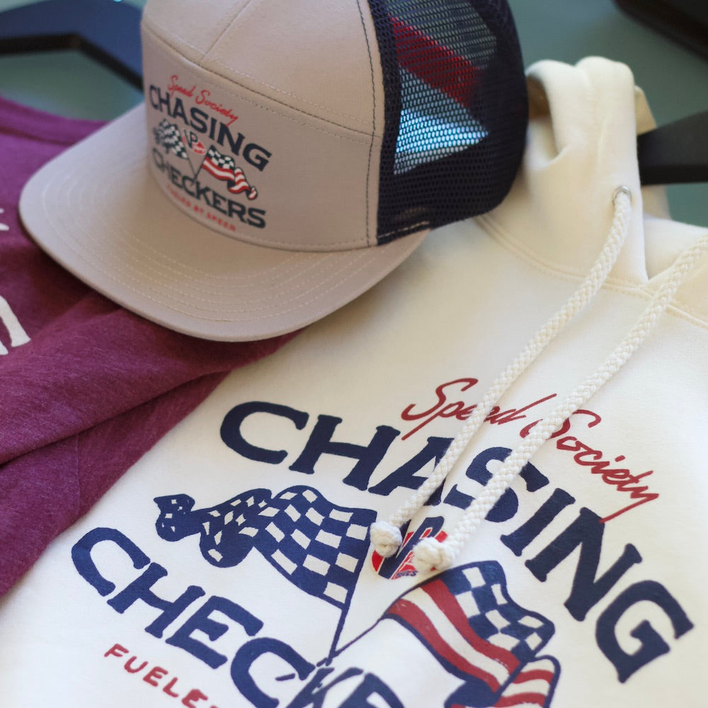 VP Racing Chasing Checkers bone hoodie, lifestyle photo