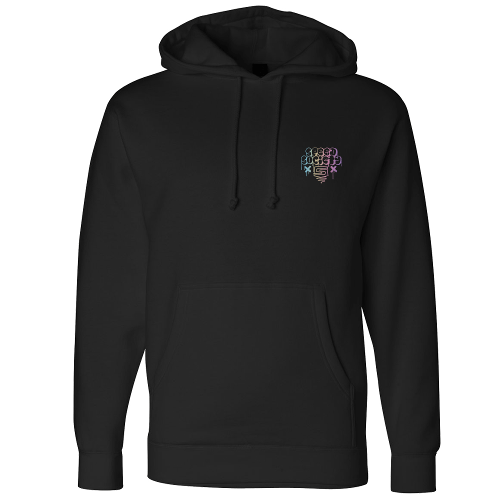 Front of the black Speed Society Marshmellow hoodie