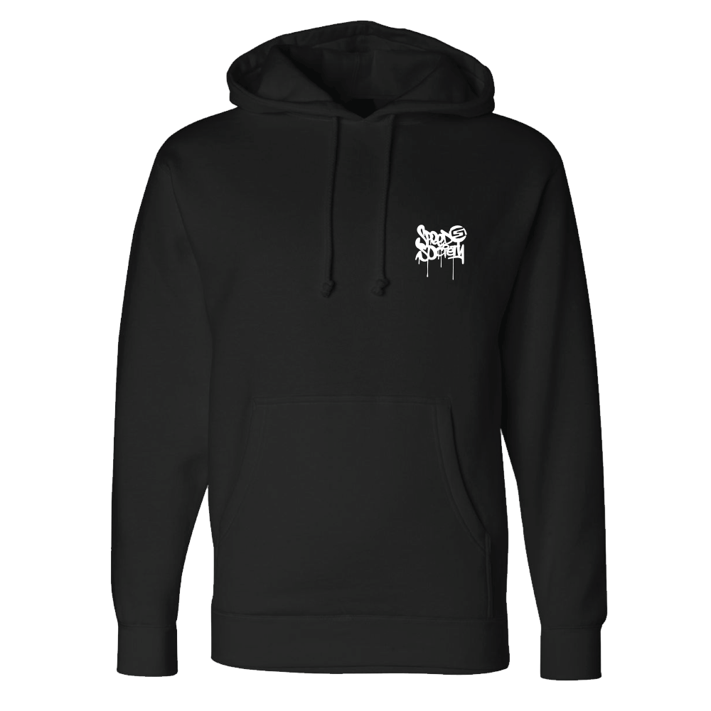 Front of the black Speed Society Paste Up hoodie