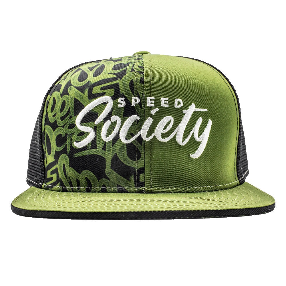 Black and green The Streets mesh-back snapback by Speed Society, alternate angle
