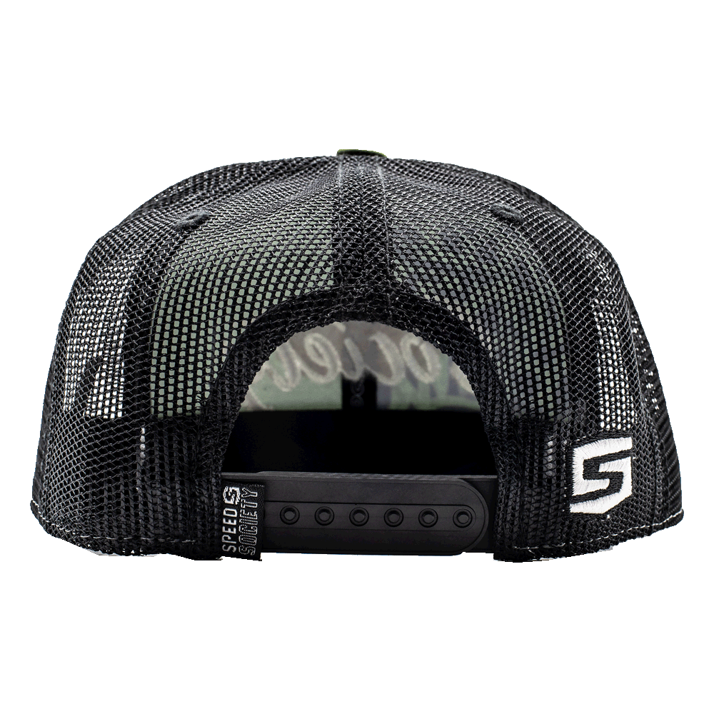 Black and green The Streets mesh-back snapback by Speed Society, alternate angle