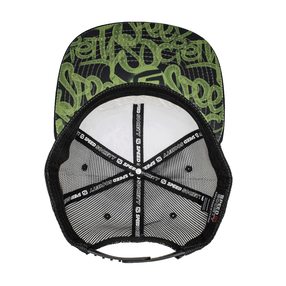 Black and green The Streets mesh-back snapback by Speed Society, alternate angle