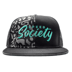 Black and teal The Streets mesh-back snapback by Speed Society, alternate angle