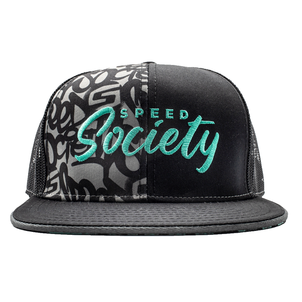 Black and teal The Streets mesh-back snapback by Speed Society, alternate angle