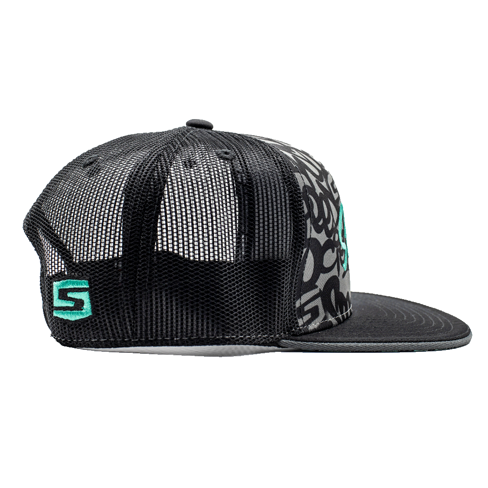 Black and teal The Streets mesh-back snapback by Speed Society, alternate angle