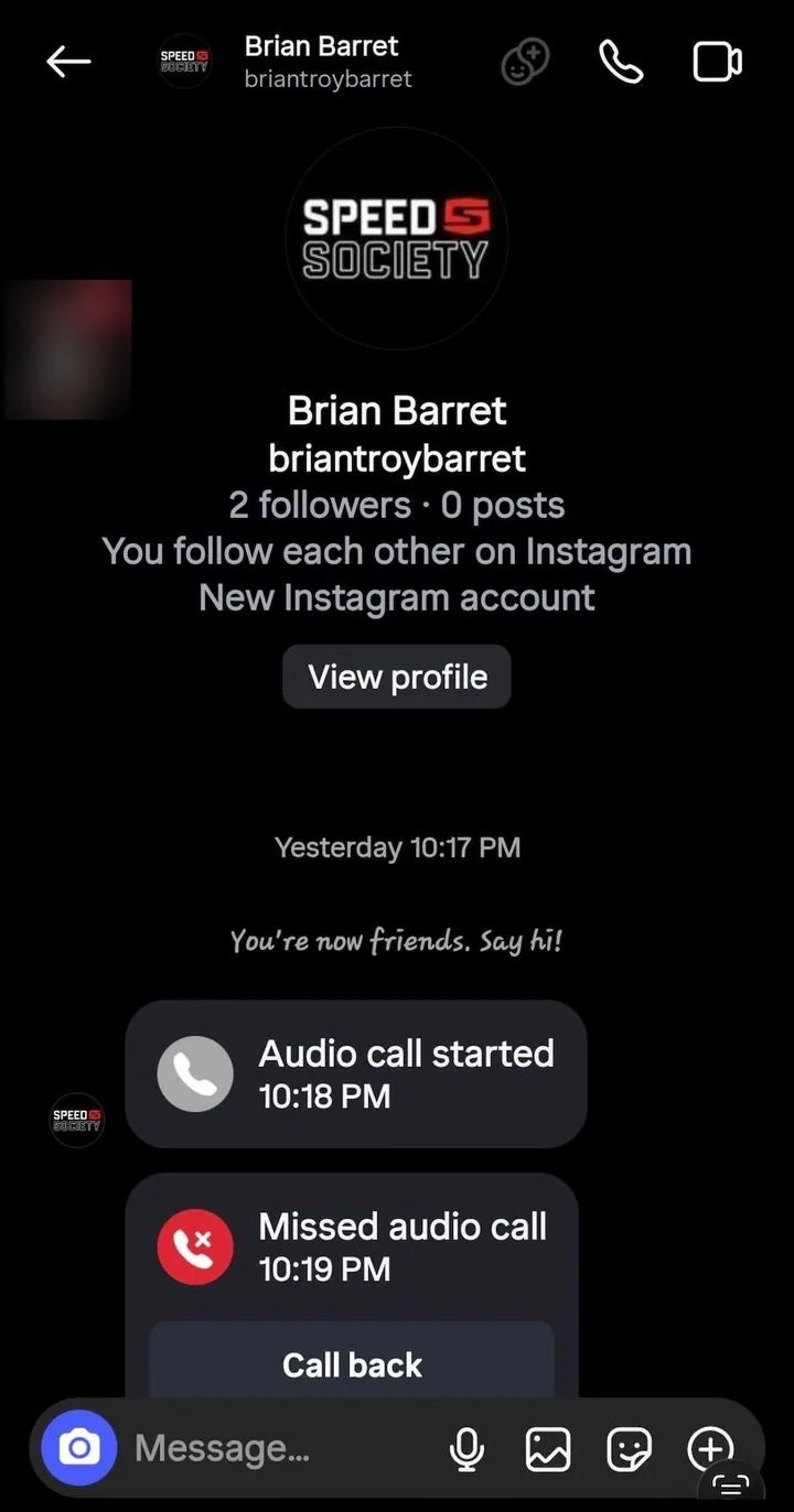 Instagram DM, then a call briantroybarret