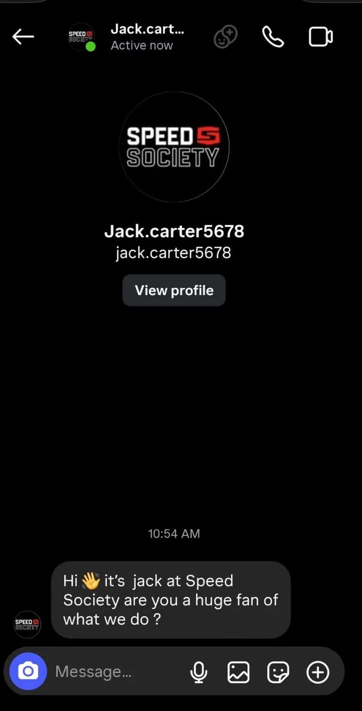 Instagram DM jack.carter5678