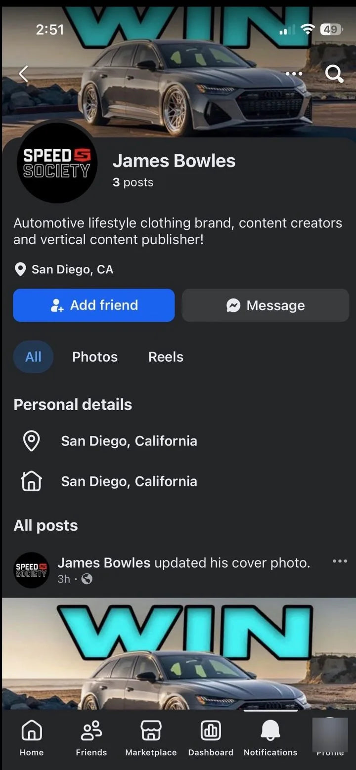 Facebook profile James Bowles