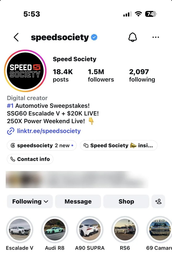 Our real Instagram @speedsociety